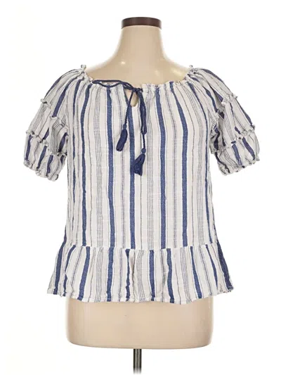 Pre-owned Unique Spectrum Short Sleeve Blouse In Blue