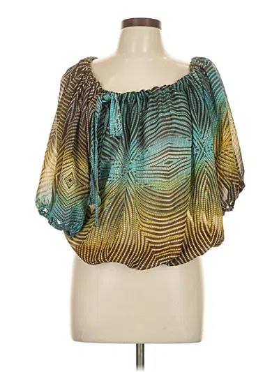 Pre-owned Unique Spectrum Short Sleeve Blouse In Blue