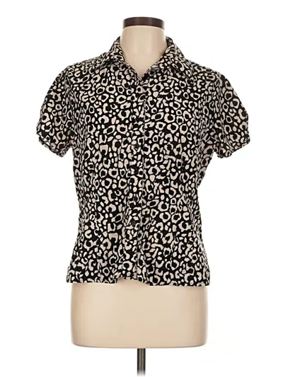 Pre-owned Unique Spectrum Short Sleeve Blouse In Brown