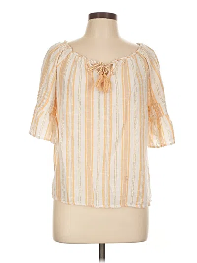 Pre-owned Unique Spectrum Short Sleeve Blouse In Orange