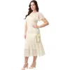 Unique Vintage 1920s Flutter Sleeve Flapper In Ivory