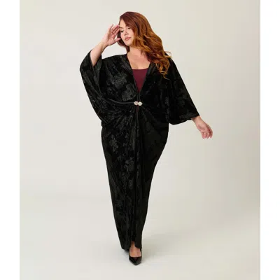 Unique Vintage 1920s Long Kimono In Black