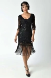 Unique Vintage 1920s Margaux Flapper Dress In Black