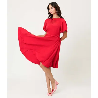 Unique Vintage 1930s Swing Dress In Red