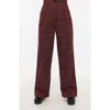 Unique Vintage 1940s Buttoned Wide Leg Trousers In Burgundy Plaid