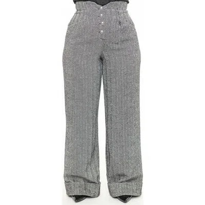Unique Vintage 1940s Buttoned Wide Leg Trousers In Grey