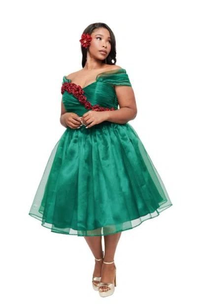 Unique Vintage 1940s Garden State Swing Dress In Emerald