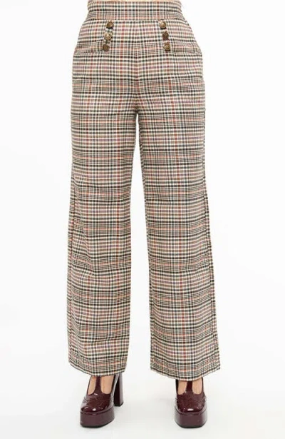 Unique Vintage 1940s Ginger Wide Leg Pants In Beige Plaid