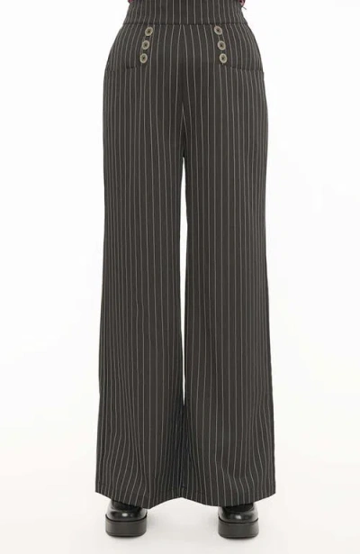 Unique Vintage 1940s Ginger Wide Leg Pants In Black & White Pinstripe