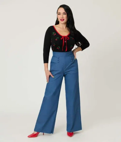 Unique Vintage 1940s Ginger Wide Leg Pants In Blue