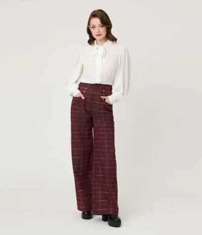 Unique Vintage 1940s Ginger Wide Leg Pants In Burgundy
