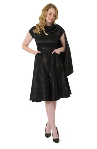 Unique Vintage 1940s Sash Swing Dress In Black