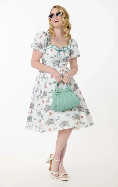 Unique Vintage 1940s Sweetheart Button Front Swing Dress