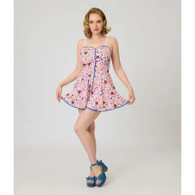 Unique Vintage 1940s Sweetheart Skirted Romper In Pink