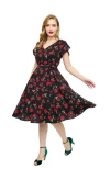 Unique Vintage 1940s Tulip Sleeve Swing Dress In Black Floral