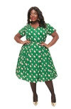 Unique Vintage 1940s Tulip Sleeve Swing Dress In Hunter Green