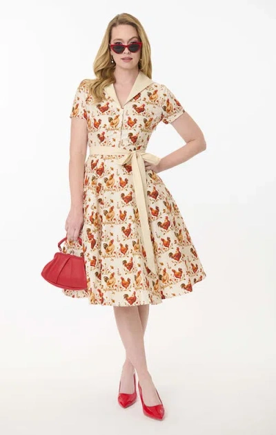 Unique Vintage 1950s Collared Shirt Dress In Neutral