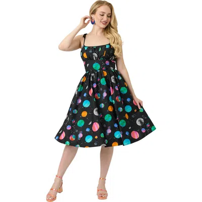 Unique Vintage 1950s Cotton Swing Dress In Multi