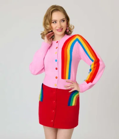 Unique Vintage 1950s Cropped Cardigan In Multi