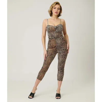 Unique Vintage 1950s Cropped Jumpsuit In Animal Print