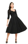 Unique Vintage 1950s Front Twist Swing Dress In Black