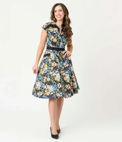 Unique Vintage 1950s Hedda Swing Dress In Black