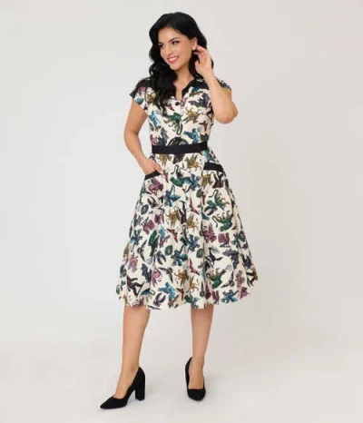 Unique Vintage 1950s Hedda Swing Dress In Multi