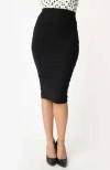 Unique Vintage 1950s High Waist Tracy Wiggle Skirt In Black
