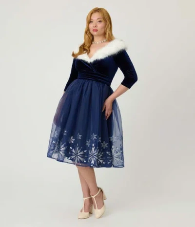 Unique Vintage 1950s Marceline Swing Dress In Blue