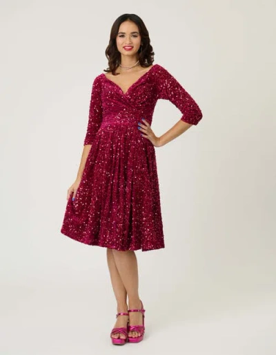 Unique Vintage 1950s Marceline Swing Dress In Red