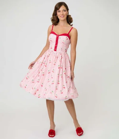 Unique Vintage 1950s Sleeveless Swing Dress In Pink