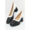 Unique Vintage 1950s Square Toe Pumps In Black & White
