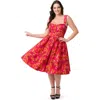 Unique Vintage 1950s Sweetheart Sleeveless Swing Dress In Red