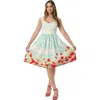 Unique Vintage 1950s Sweetheart Sleeveless Swing Dress In Multi