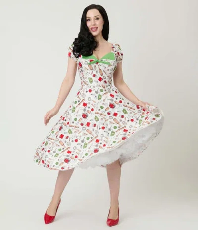 Unique Vintage 1950s Sweetheart Swing Dress In Multi