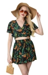Unique Vintage 1960s Dottie Crop Top In Green