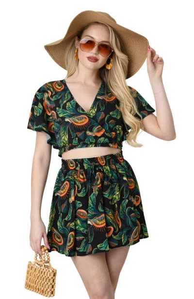 Unique Vintage 1960s Dottie Crop Top In Green