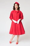 Unique Vintage 1960s Flare Swing Coat In Red