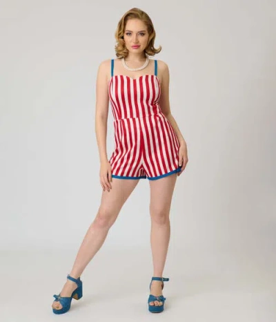 Unique Vintage 1960s Ossining Romper In Red
