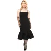 Unique Vintage 1960s Pleated Mermaid Pencil Dress In Black