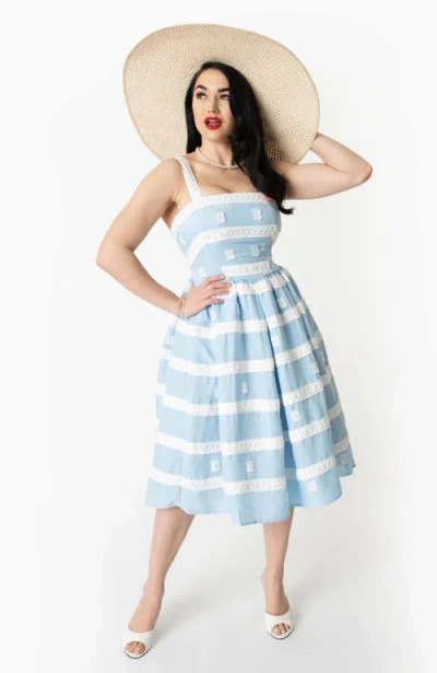 Unique Vintage Plus Size 1960s Swing Sundress In Blue