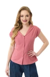Unique Vintage 1960s Twill Sleeveless Blouse In Pink