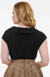 Unique Vintage 1960s Twill Sleeveless Blouse In Black