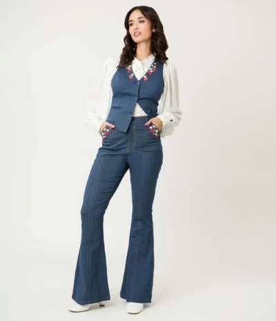 Unique Vintage 1970s Flare Pants In Blue
