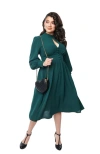 Unique Vintage 1970s Keyhole Swing Dress In Green