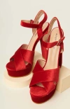 Unique Vintage 1970s Velvet Platforms In Red