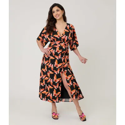 Unique Vintage 1970s Wrap Midi Dress In Brown
