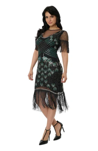 UNIQUE VINTAGE UNIQUE VINTAGE BEADED NADINE FRINGE FLAPPER DRESS