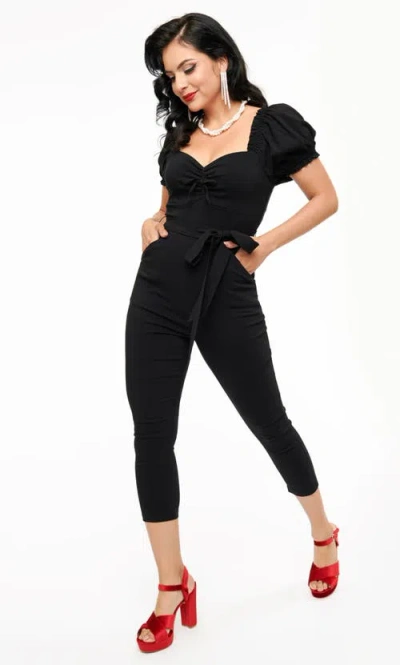 Unique Vintage Belted Jumpsuit In Black