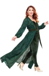 Unique Vintage Billow Long Sleeved Hollywood Duster In Green